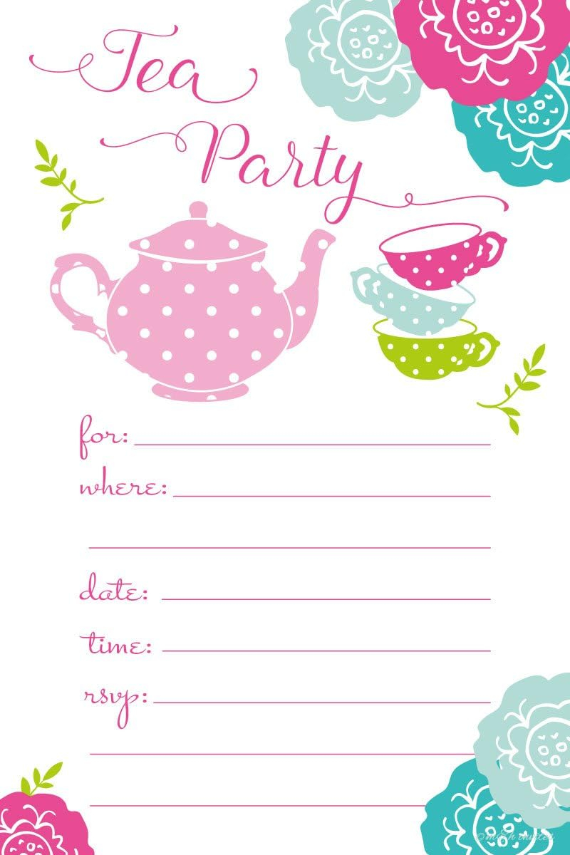 Tea Party Invitations Birthday Baby Shower Any Occasion Fill In