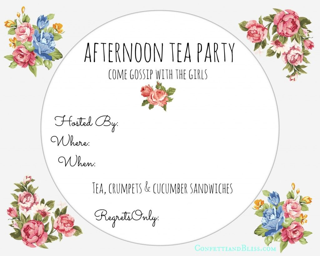 Tea Party Invite Printable Confetti Bliss High Tea Invitations