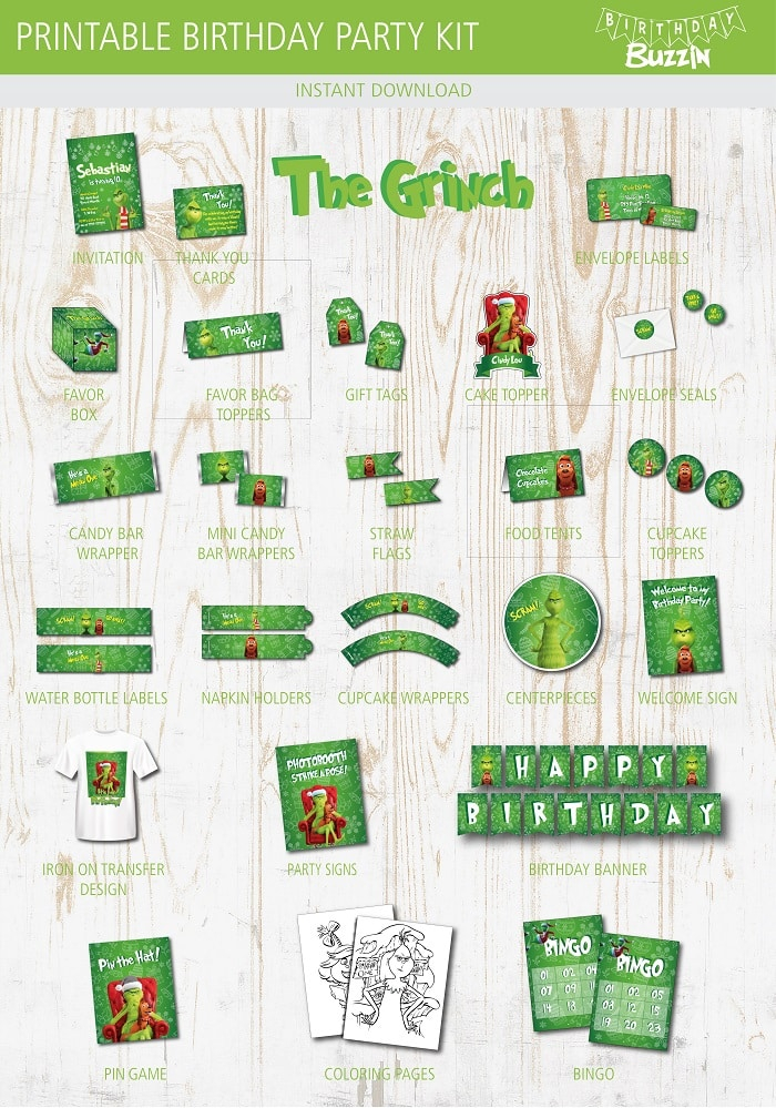 The Grinch Party Printable Kit Birthday Buzzin