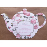 Victorian Tea Pot Tea Party Invitations And Matching Envelope