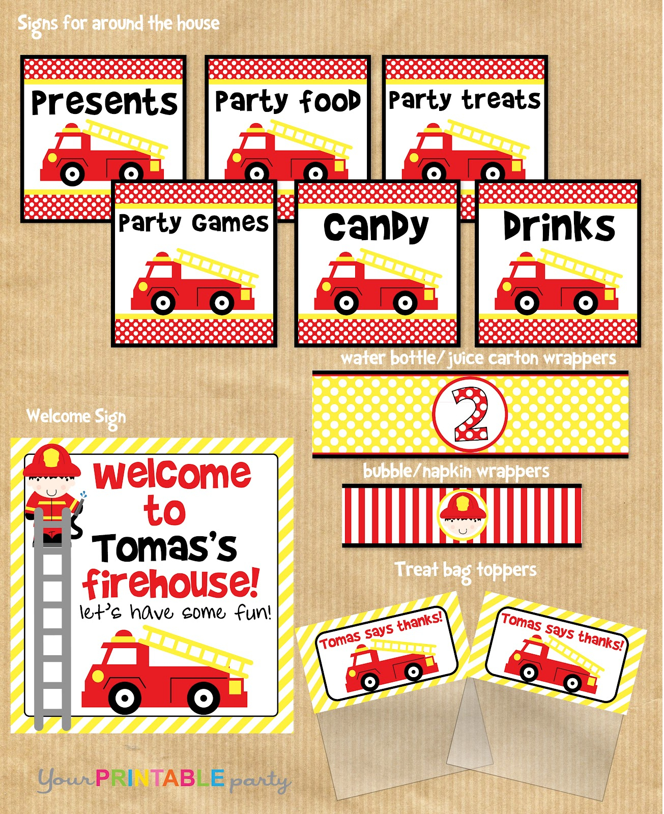 Your Printable Party Super Cute Firetruck Printable Party 