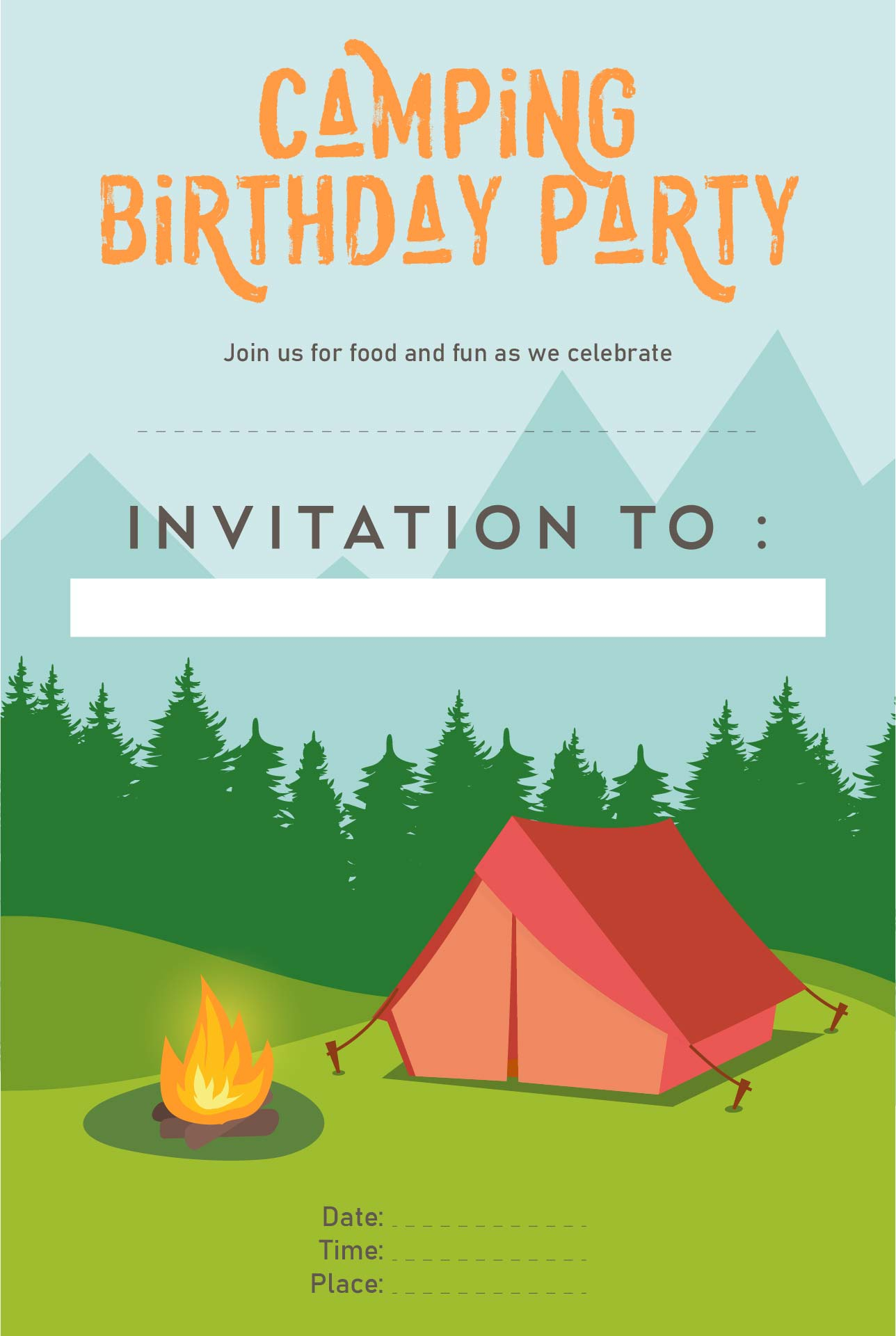 10 Best Camping Party Invitations Free Printable Printablee