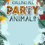 10 Cartoon Party Safari Animals Birthday Invitation Templates