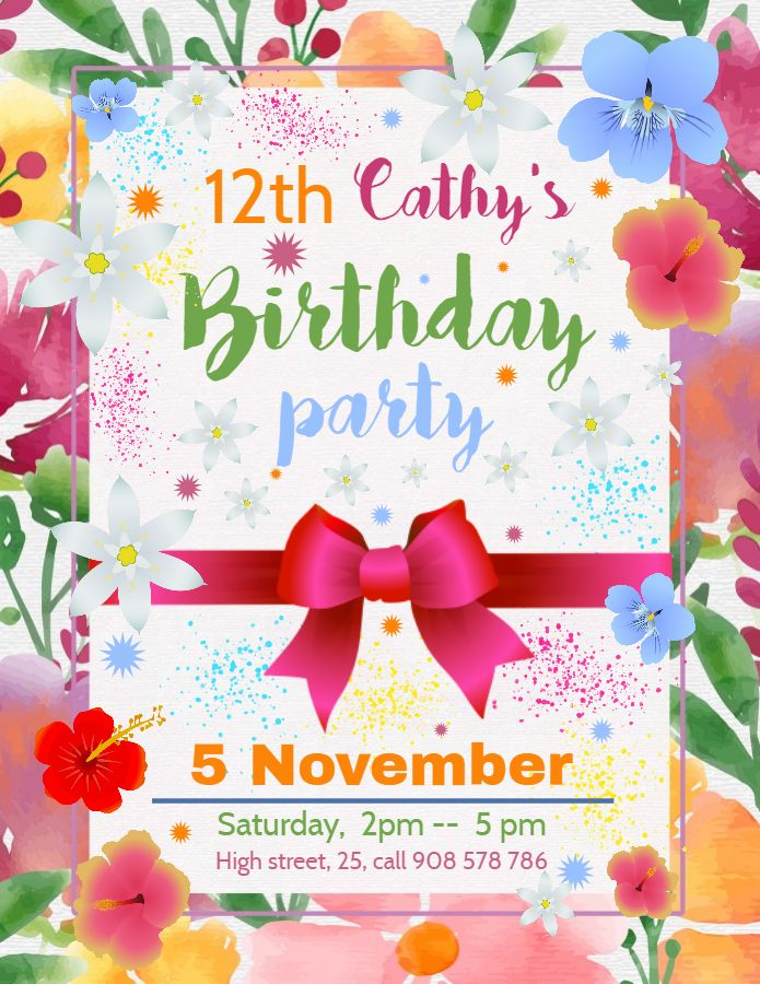 12th Birthday Invitation Template Colorful Birthday Invitation 