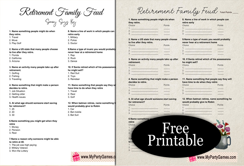 13 Free Printable Retirement Party Games