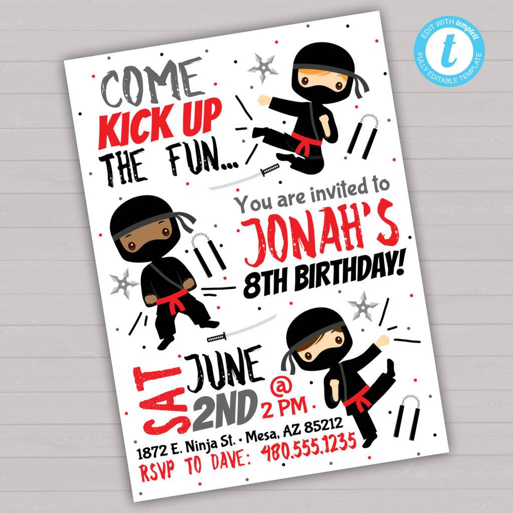 14 Ninja Themed Birthday Party Invitation Designs And Examples PSD