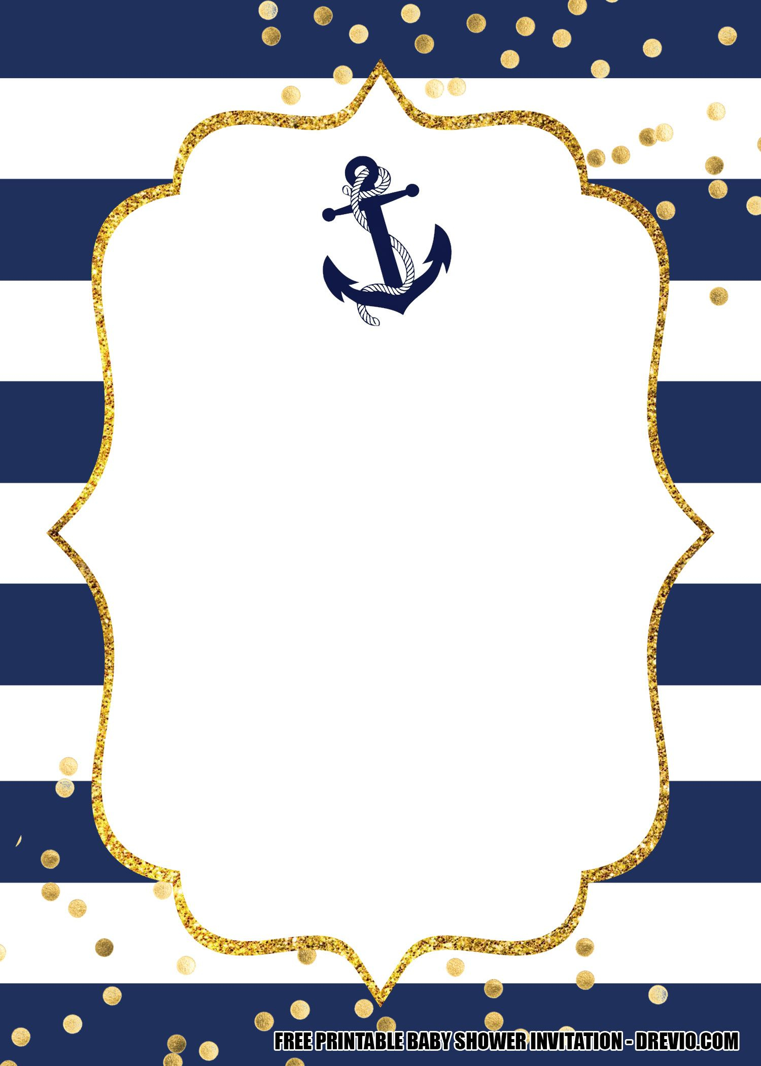 15 FREE Nautical Birthday Invitation Templates Nautical Baby Shower 