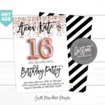 16th Birthday Invitation Editable Sweet 16 Birthday Party Invite