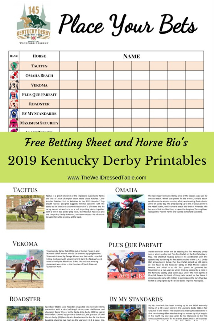 2019 Kentucky Derby Party Free Betting Printables The Well Dressed 