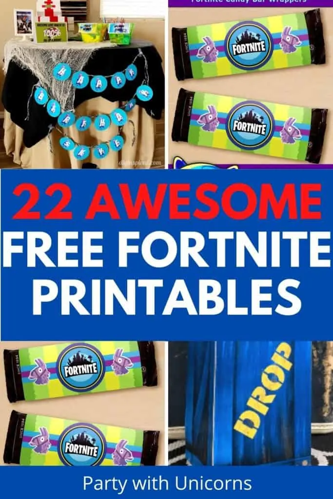 22 Free Fortnite Party Printables Party With Unicorns Perfect 