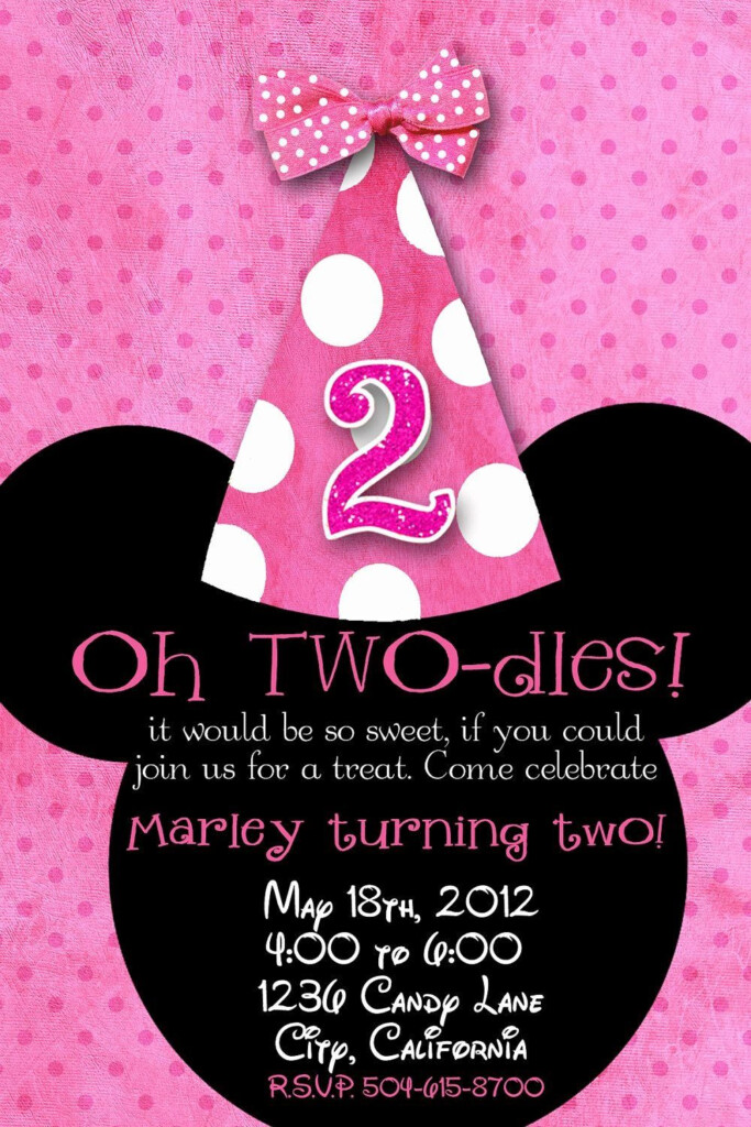 2nd Birthday Party Invitation Unique Minnie Mouse Custom Birthday 
