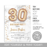 30th Birthday Party Invitation INSTANT DOWNLOAD Digital Etsy UK