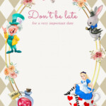 8 Vintage Alice In Wonderland Birthday Invitation Templates FREE