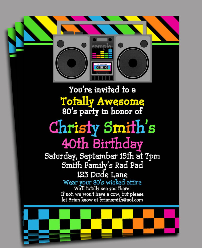 80s Party Invitation Printable Or Printed With FREE SHIPPING Etsy 