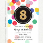 8th Birthday Invitation For Girls Rainbow Birthday Party Gold Etsy