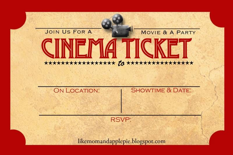 A Summer Of Movies Free Printables Movie Ticket Invitations Party