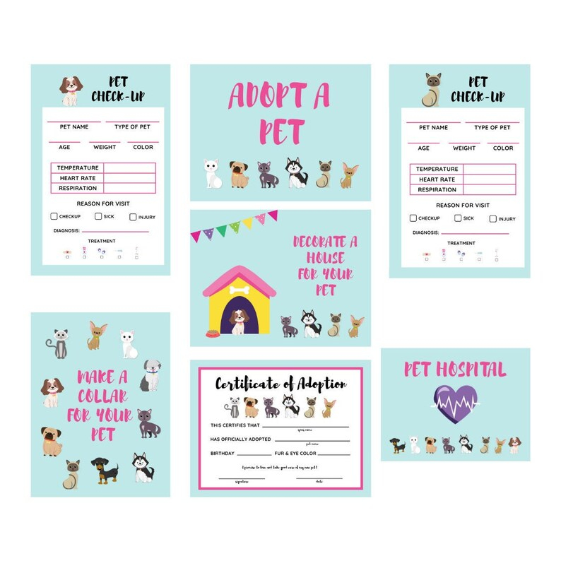 Adopt A Pet Party Printables Cat Party Adoption Certificate Etsy