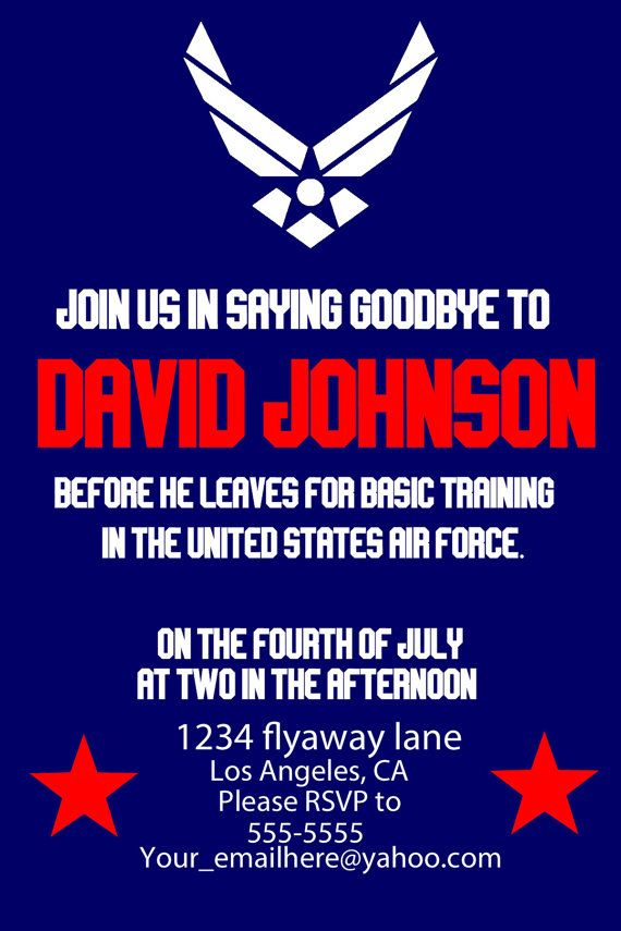 Air Force Farewell Invitation Military Farewell Invitation Printable US 