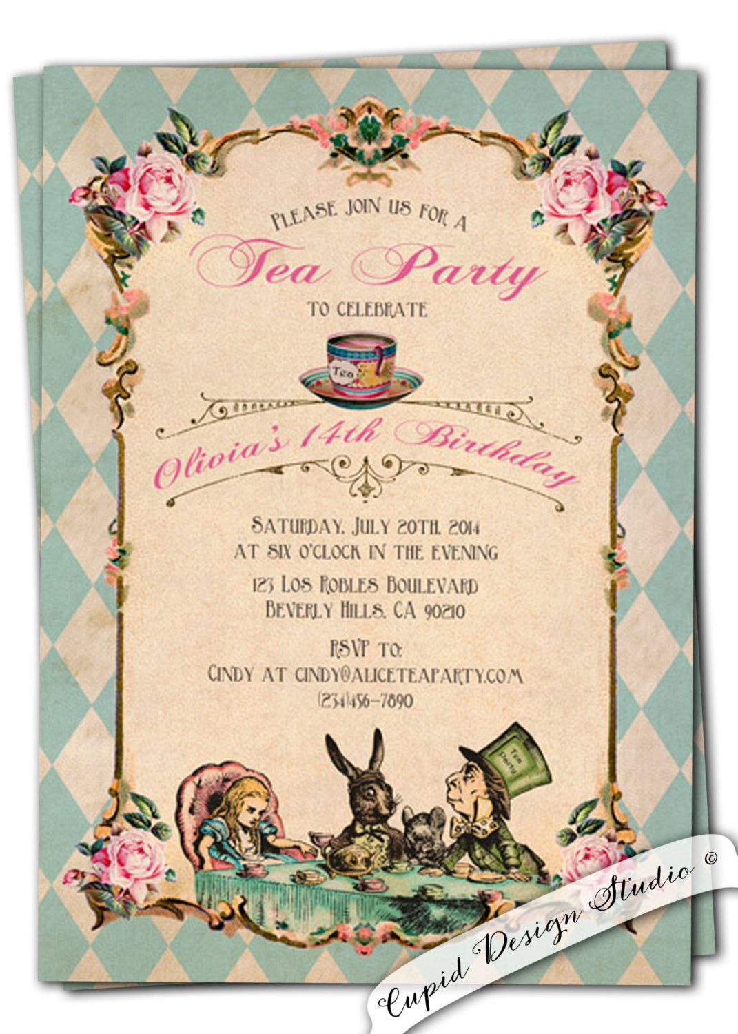 Alice In Wonderland Tea Party Invitation Template Free Printable 