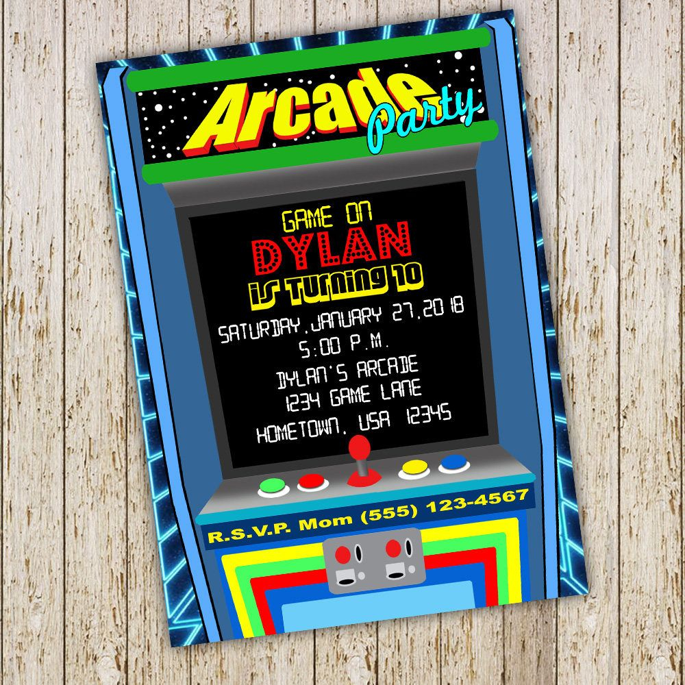 Arcade Birthday Invitation Arcade Invitation Instant Etsy Video