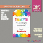 Art Party Favor Tag Art Party Thank You Tag Art Birthday