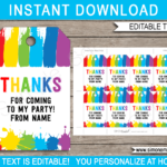 Art Party Favor Tags Thank You Tags Paint Party