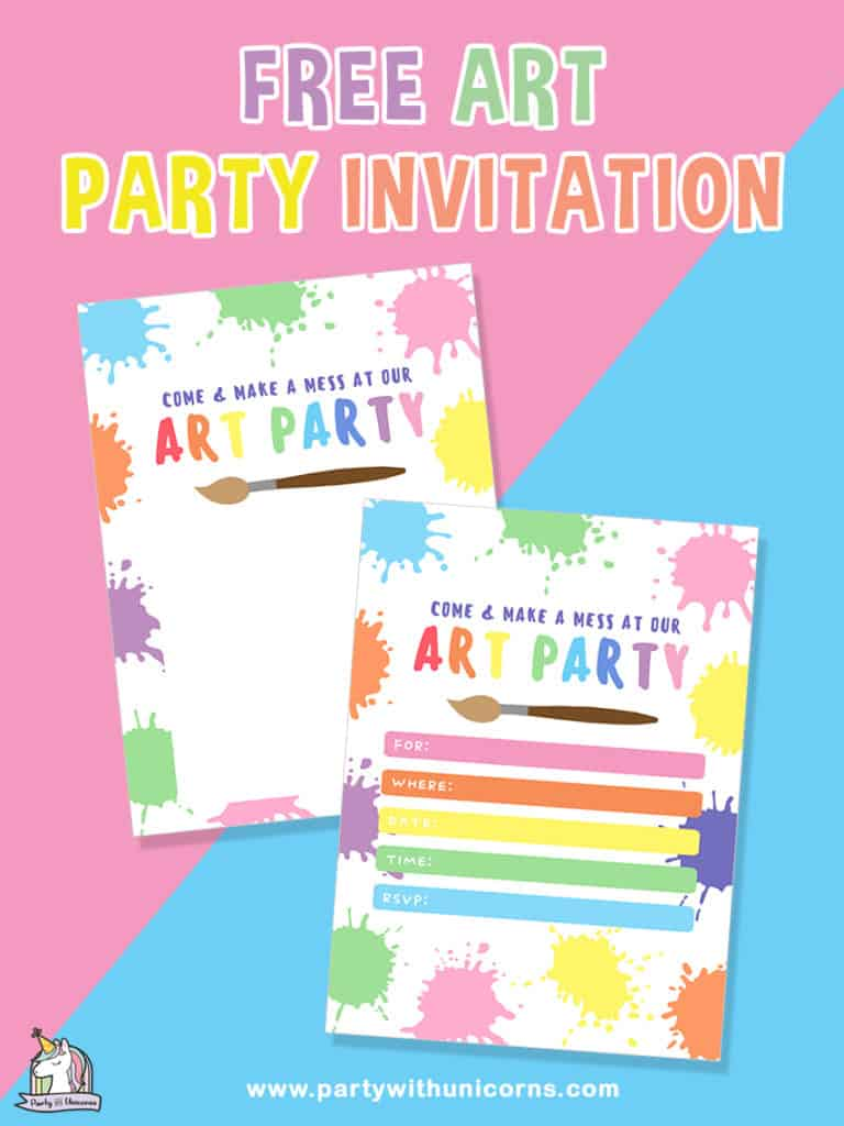 Art Party Invitation Get Your Free Printable Art Party Invitations 