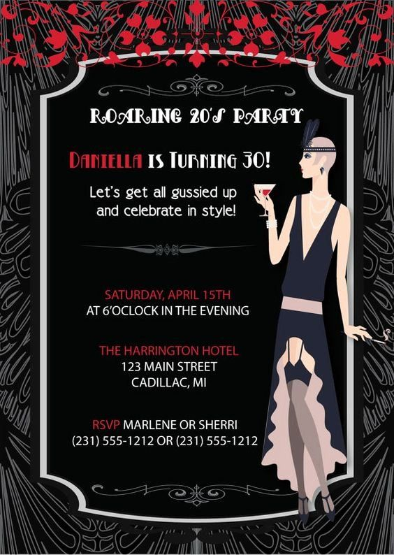 Awesome 1920s Invitation Template Free In 2020 Adult Birthday 