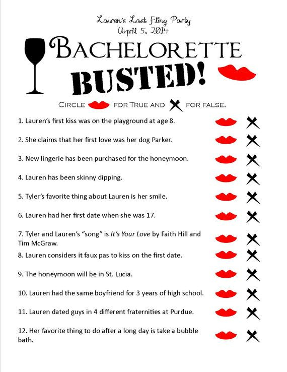 Bachelorette Busted Unique Printable Bachelorette Party Game 