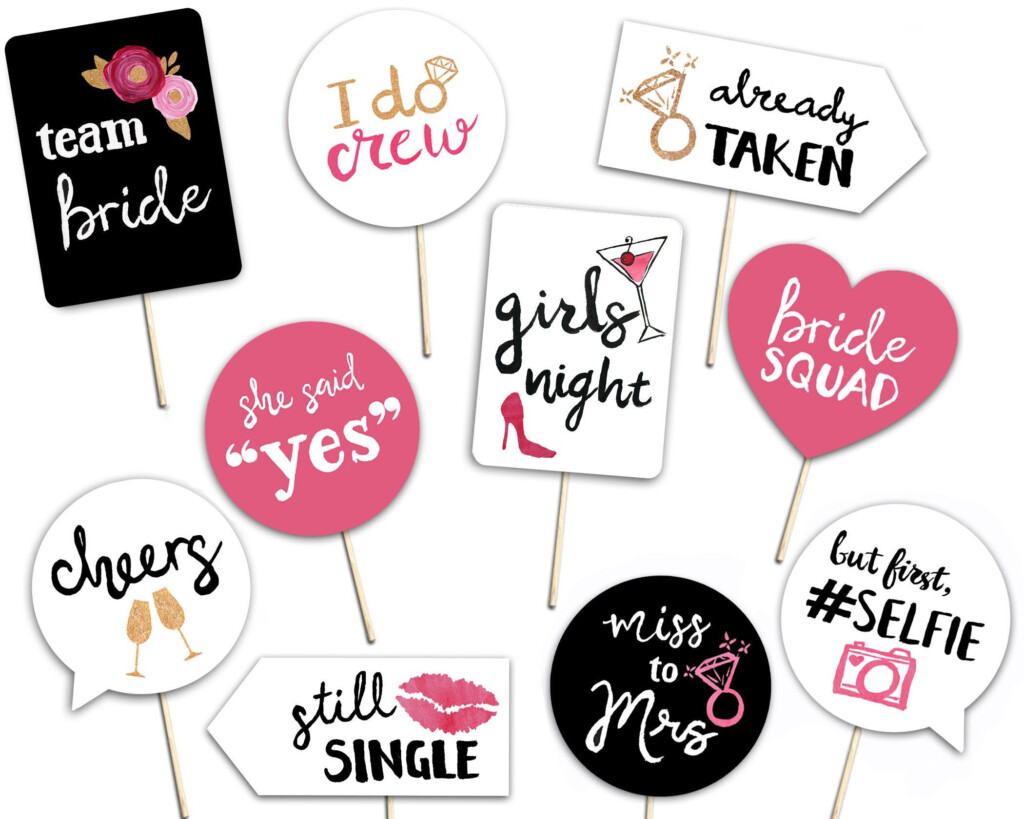 Bachelorette Party Printable Photo Booth Props Pink Gold Etsy 