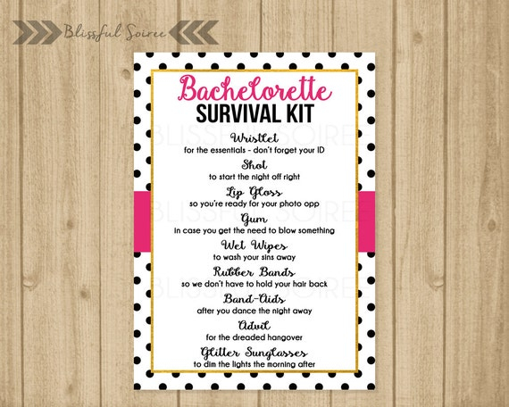 Bachelorette Survival Kit Bachelorette Party Game Spade Etsy