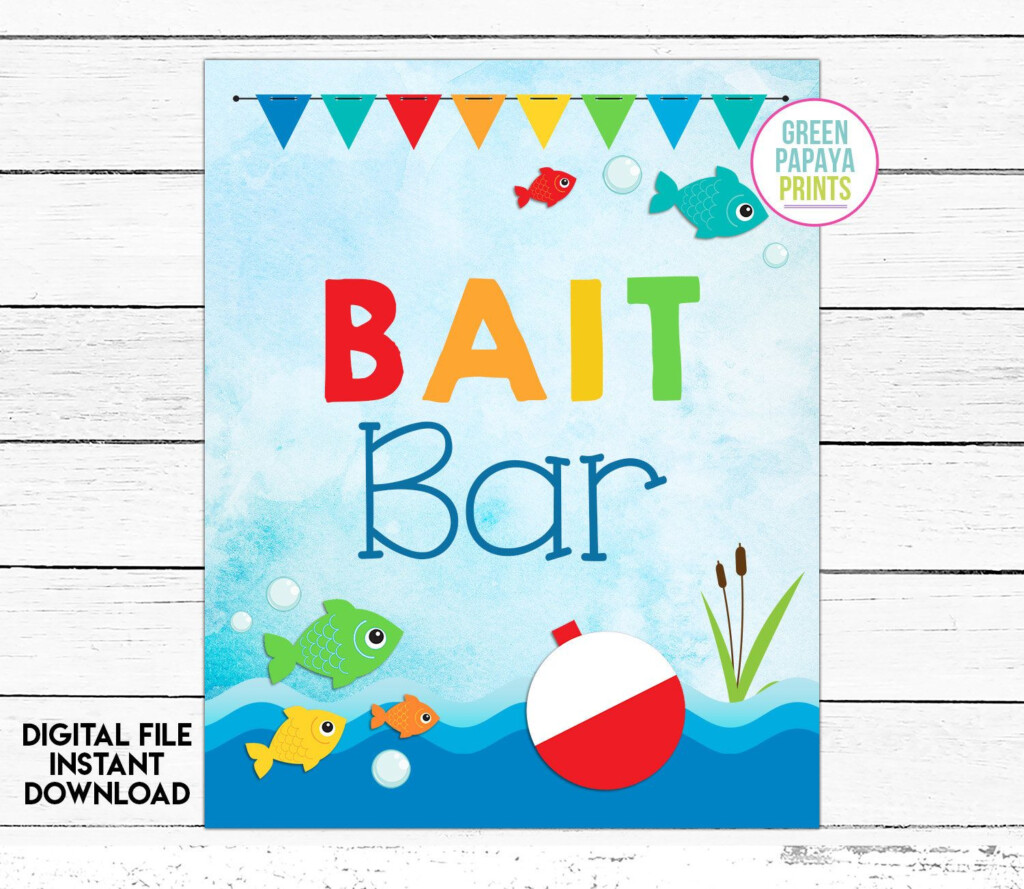 Bait Bar Fishing Table Sign Fishing Printable Fishing Party Etsy 