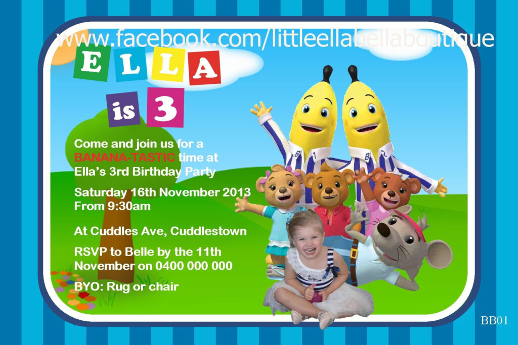 Bananas In Pyjamas Personalised Invite 15 BD01 Digital File Email Me 