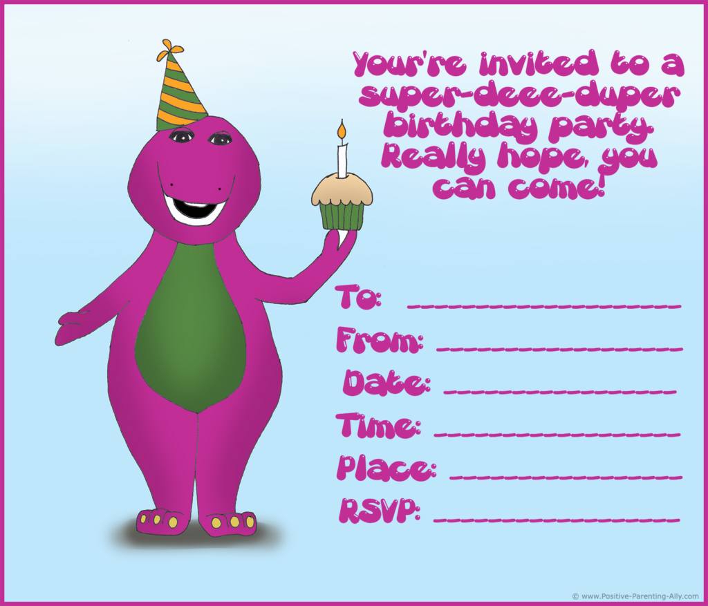 Barney Birthday Invitation Templates Free Printable Templates