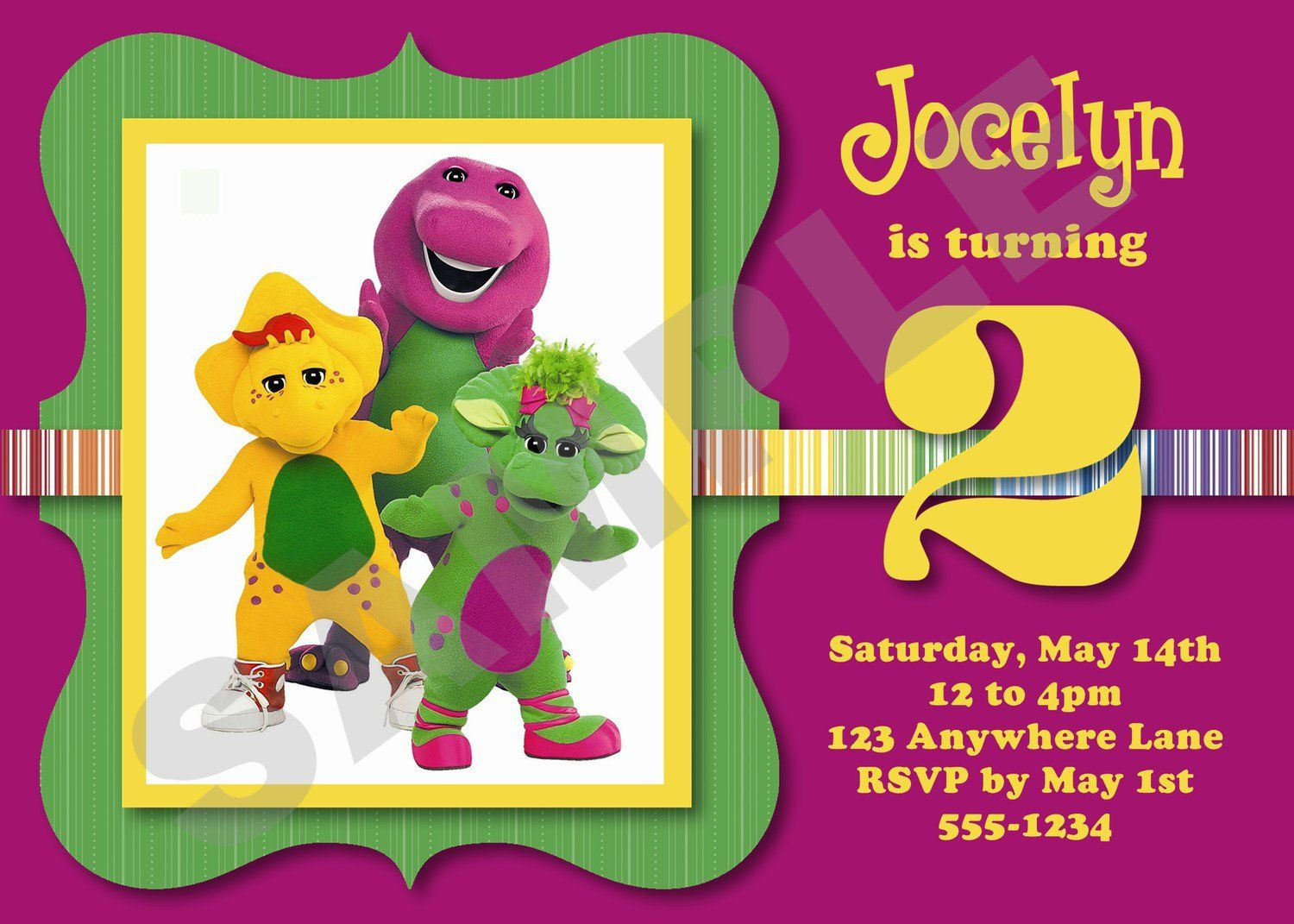 Barney Birthday Invitations Barney Birthday Barney Birthday Party 