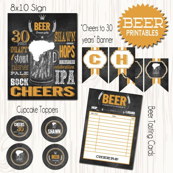 Beer Party Printables Cheers To 30 Beer Sign Chalkboard Beer Etsy 