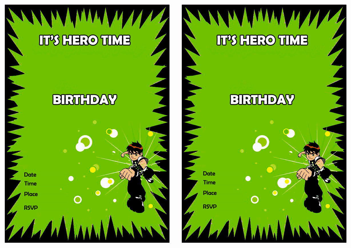 Ben 10 Birthday Invitation Cards Templates Business Template Ideas