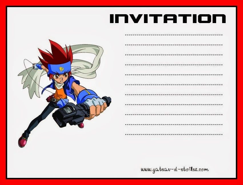 Beyblade Free Printable Kit Birthday Invitations Kids Party 