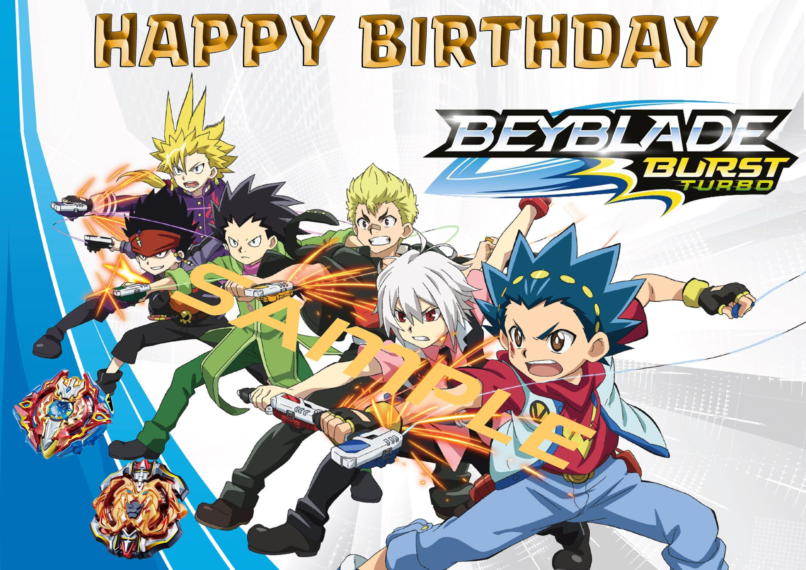 BEYBLADE Happy Birthday Party Cake Topper Digital Printable Version 