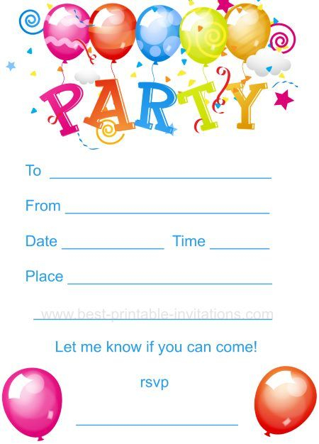Blank Free Printable Birthday Invitations
