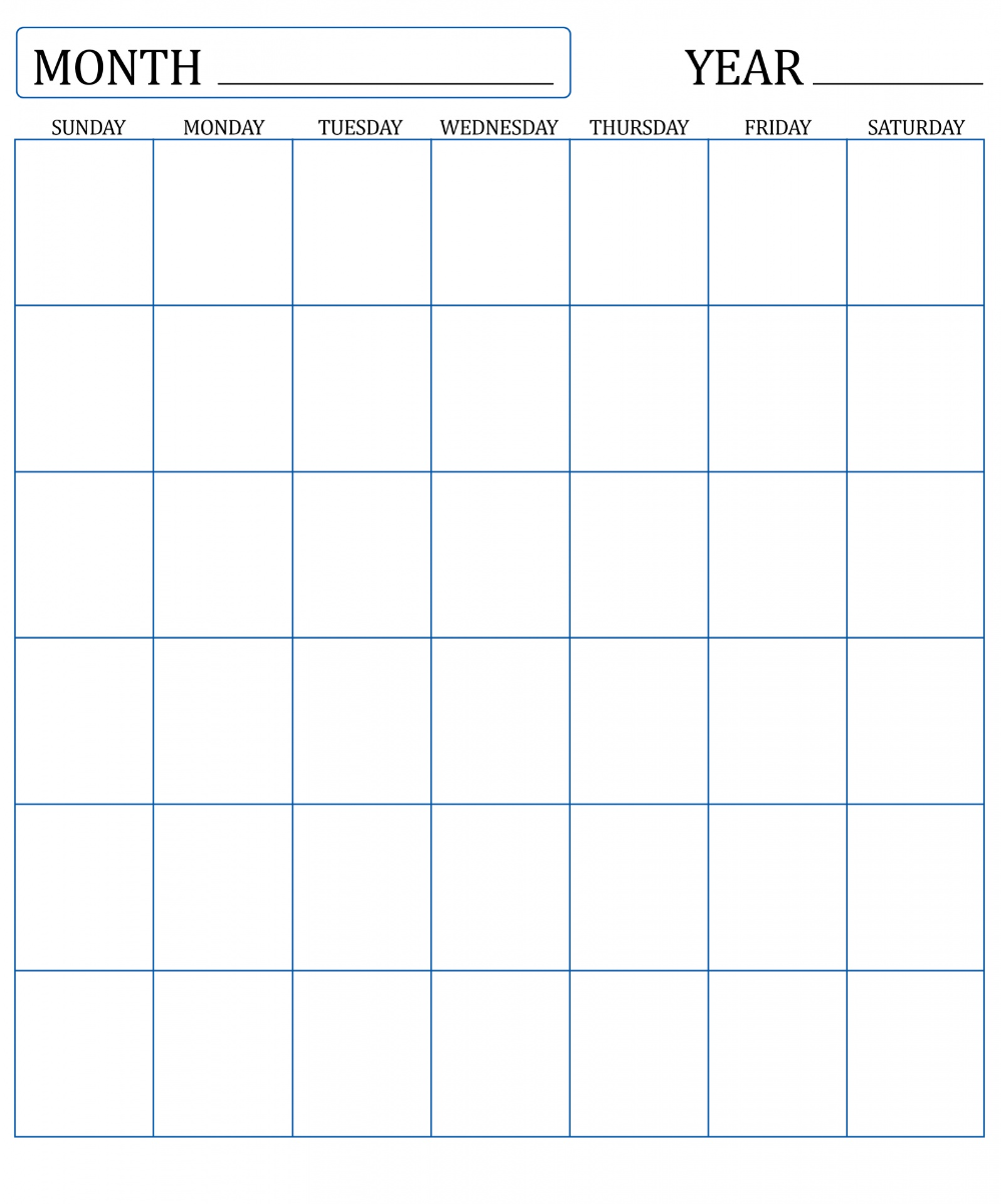 Blank Monthly Calendar Template Calendar Monthly Planner Free 