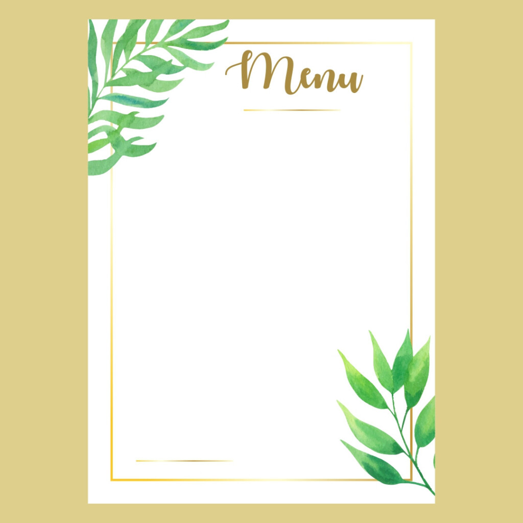 Blank Restaurant Menu Template Daisy Blake