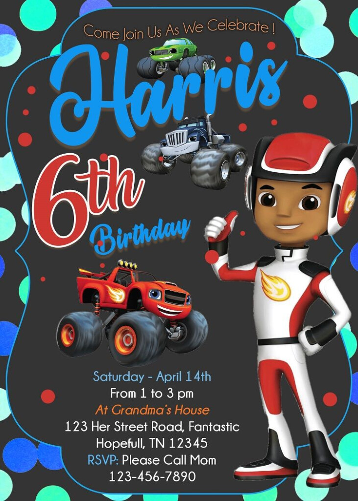 Blaze And The Monster Machines Birthday Invitation Blaze And The 