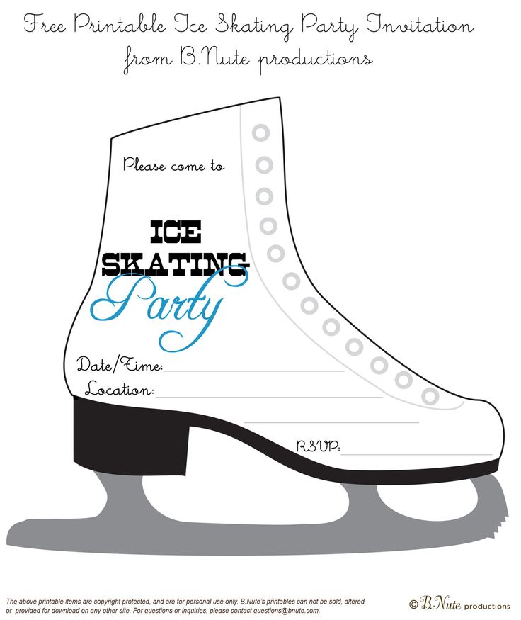 Bnute Productions Free Printable Ice Skating Party Invitation Skate 