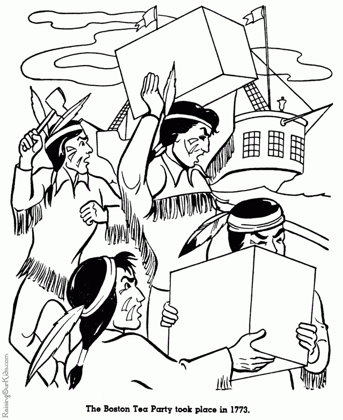 Boston Tea Party History Coloring Page This American History Timeline