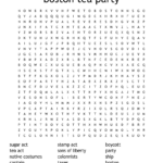 Boston Tea Party Word Search WordMint