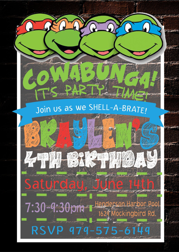 Braylens 4th invite jpg 1744 2454 Ninja Turtles Birthday Party 