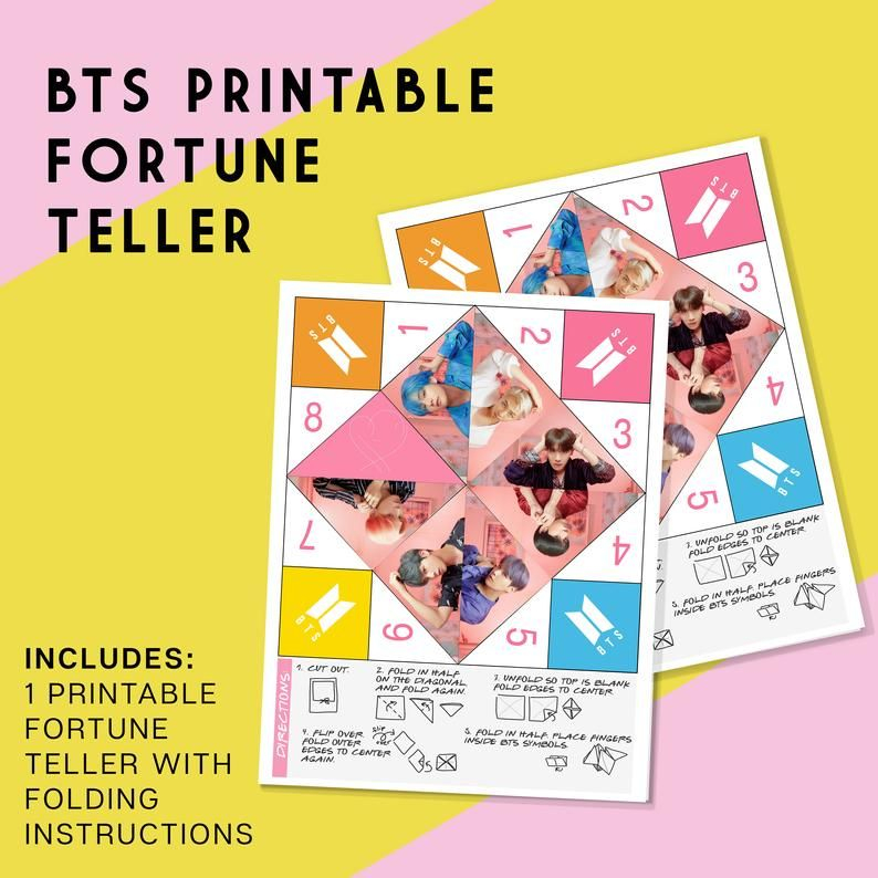 BTS Origami Fortune Teller BTS Birthday Party Printable Etsy 
