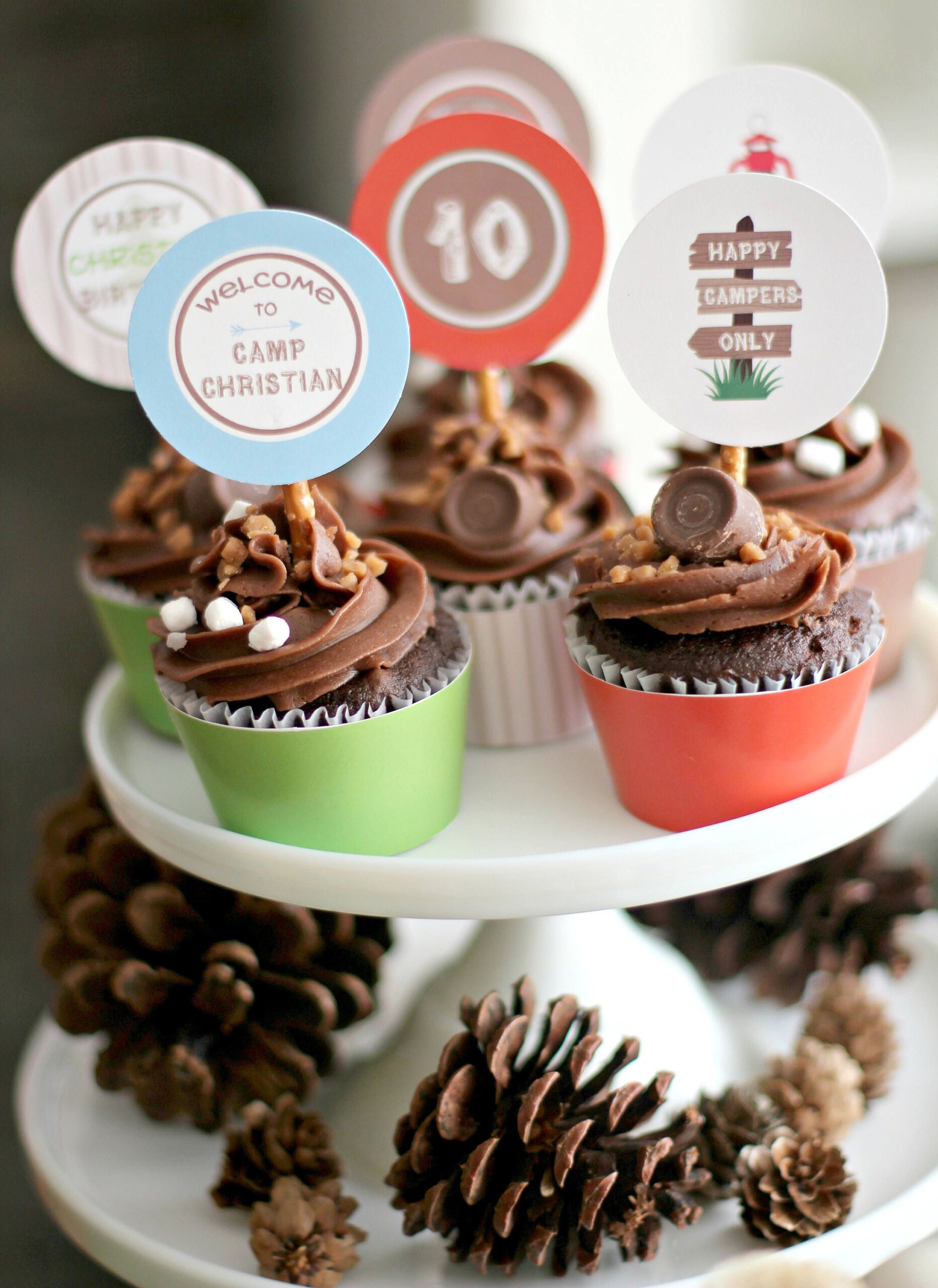 Camping Birthday Cupcake Toppers Camping Cupcake Toppers Camping Party