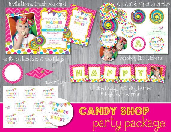 Candy Shop Party Printables Sweet Shoppe Printables DIY Party Package 